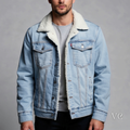 Chaqueta de Jean Ovejera con Forro Interno en Borrego Tipo Sherpa